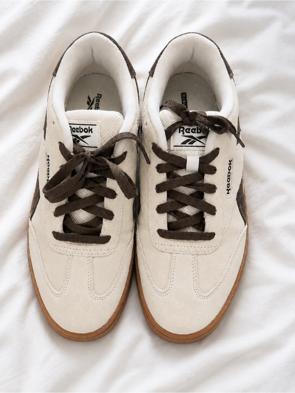 Free Shipping Women Reebok Cream and Brown Suede Sneakers - Picture 2 of 4
